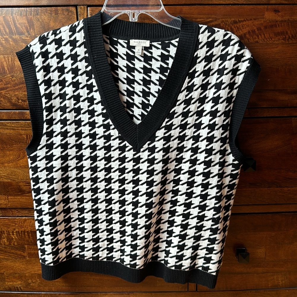 Talbots Houndstooth Sweater Vest - Size M - Picture 2 of 4
